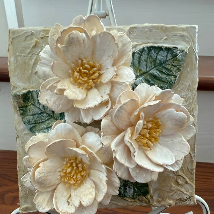 6x6 Clay Floral Gardenia Bouquet Artwork