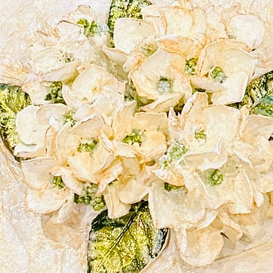 6x6 Clay Floral White Hydrangea Bouquet Artwork