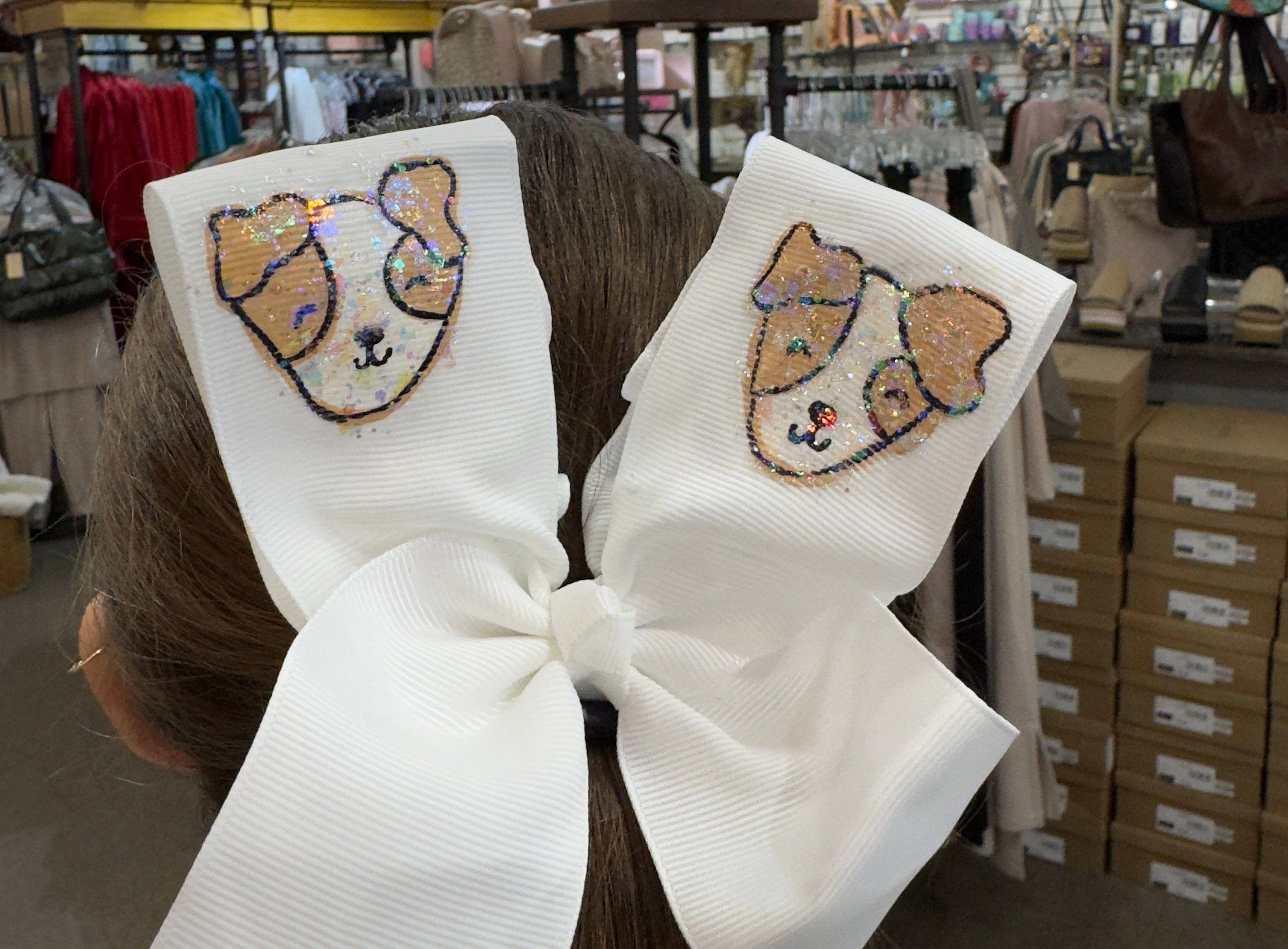 Heidi Davis Heidi Davis Puppies Hand Painted Bow Double Glitter - Little Miss Muffin Children & Home