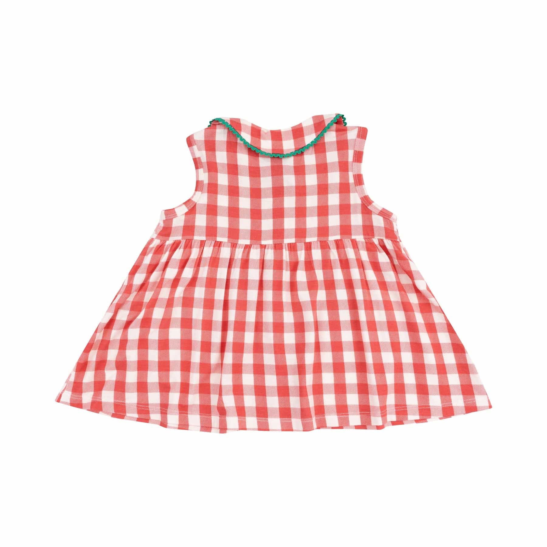 Angel Dear Angel Dear Strawberry Gingham Peter Pan Button Front Dress with Ric Rac Trim - Little Miss Muffin Children & Home