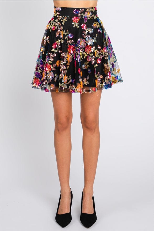 GeeGee Clothing GeeGee Clothing Floral Sequin Mesh Skirt - Little Miss Muffin Children & Home