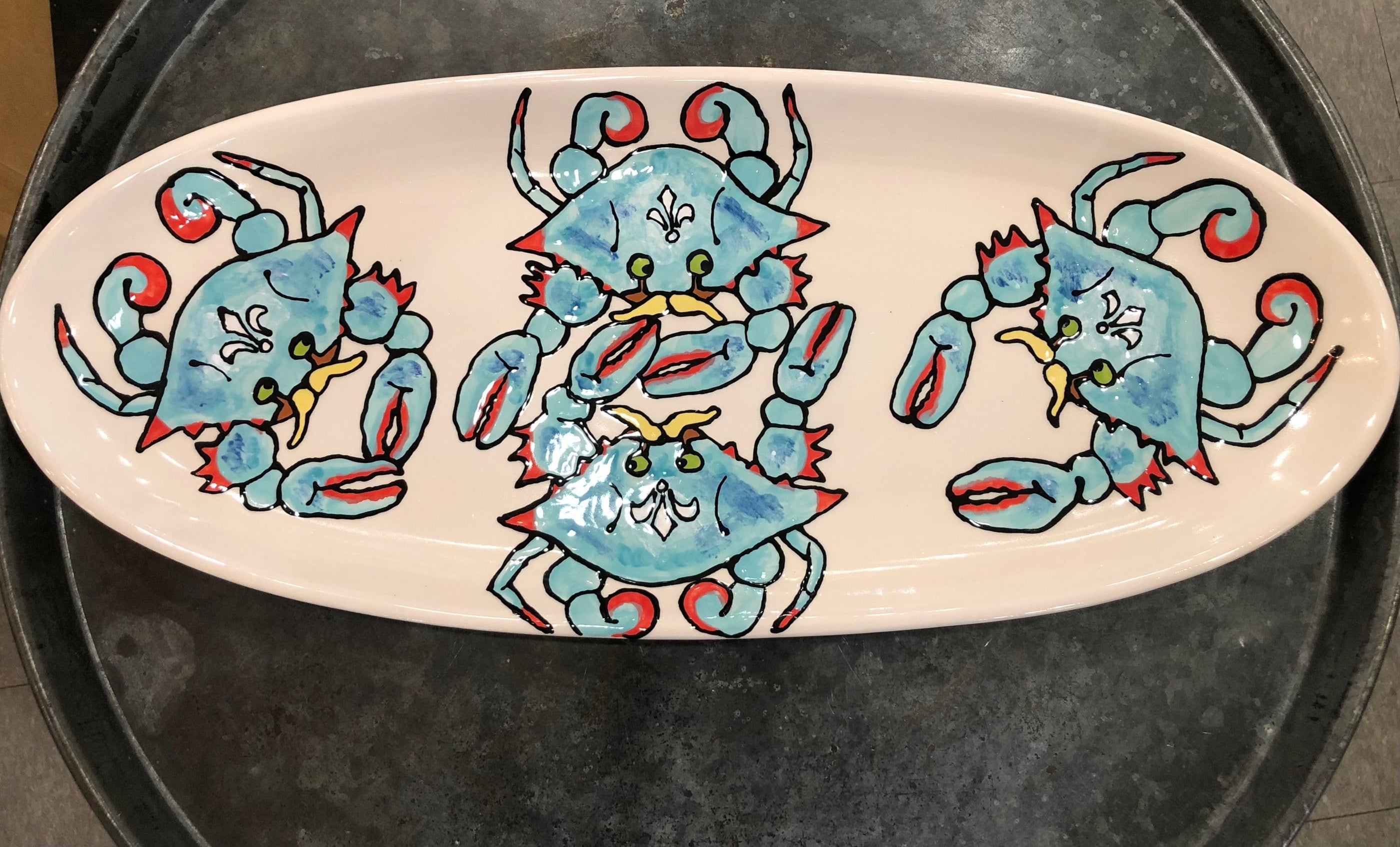 Jan Salzer Art Blue Crab French Bread Platter - Little Miss Muffin Children & Home