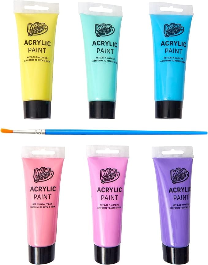 Anker Play Products Anker Play Products 7pc Pastel Acrylic Paints & Brush Set - Little Miss Muffin Children & Home