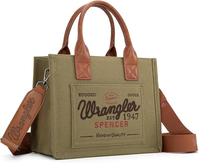 Ladies Army Green Canvas Crossbody Bag