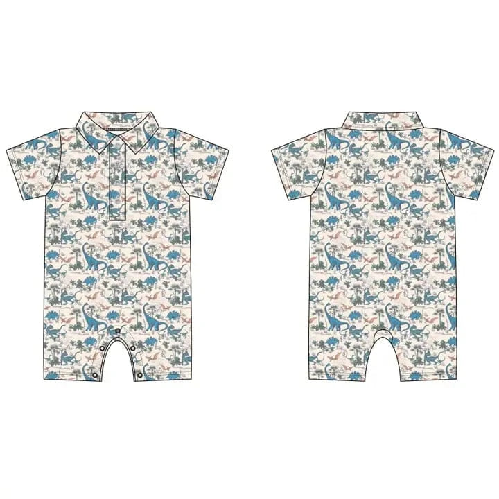 Sweet Bamboo Sweet Bamboo Polo Romper Dinoland - Little Miss Muffin Children & Home