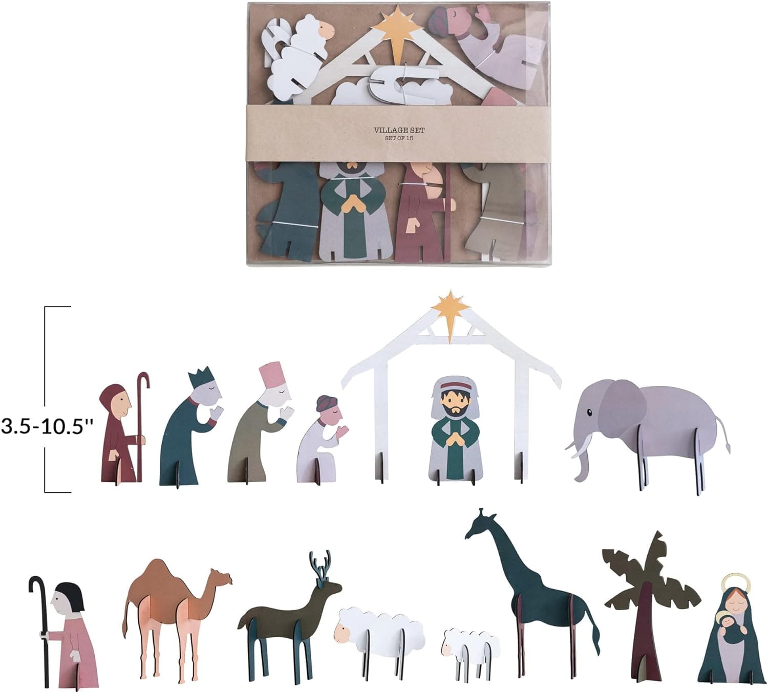 Creative Co-Op Creative Co-op MDF Nativity Set in Kraft Box, 15 Piece Set - Little Miss Muffin Children & Home