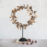 Creative Co-Op Creative Co-op Antique Brass Metal Leaf Wreath on Stand - Little Miss Muffin Children & Home