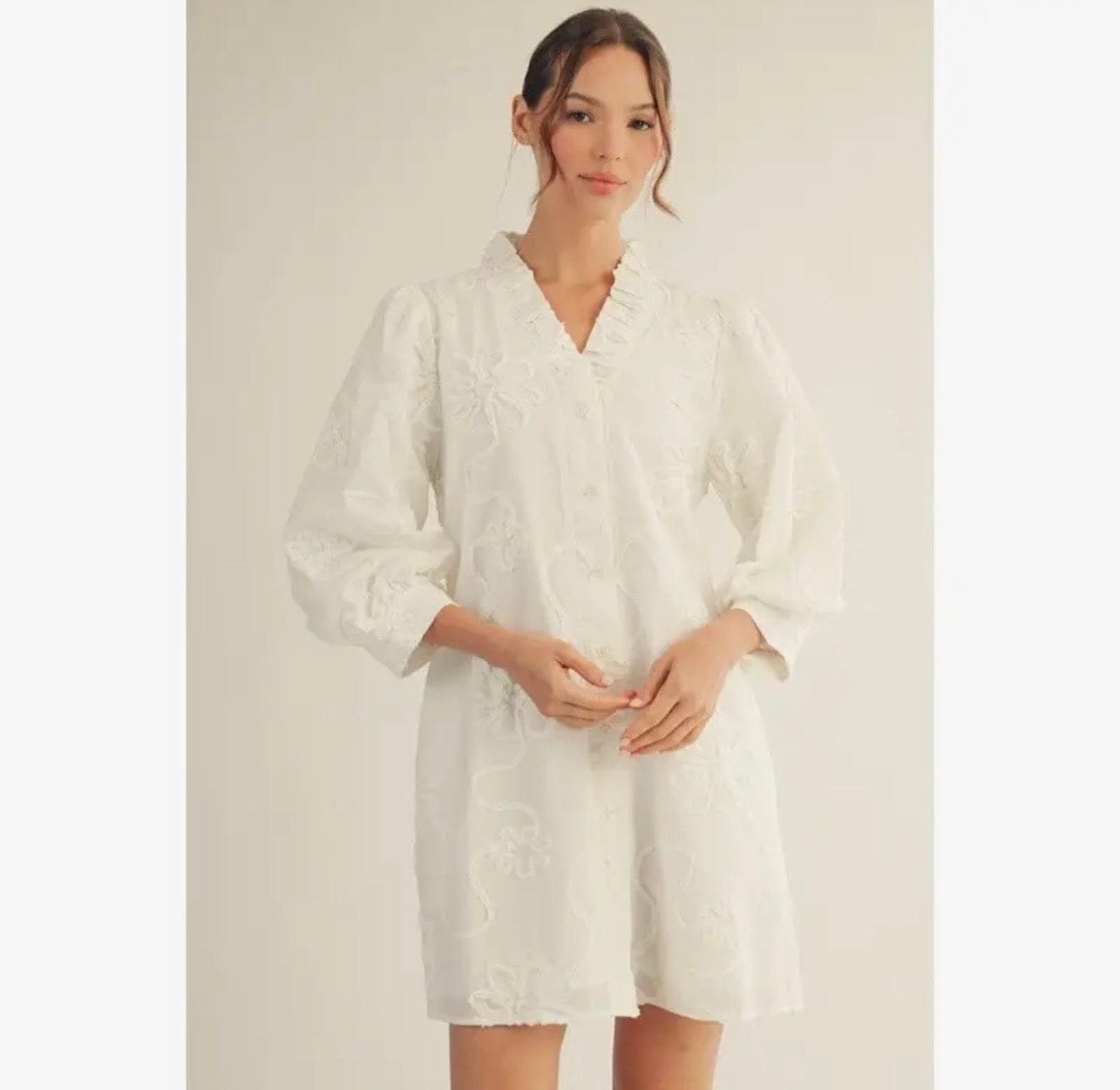 White Floral Embroidered Dress