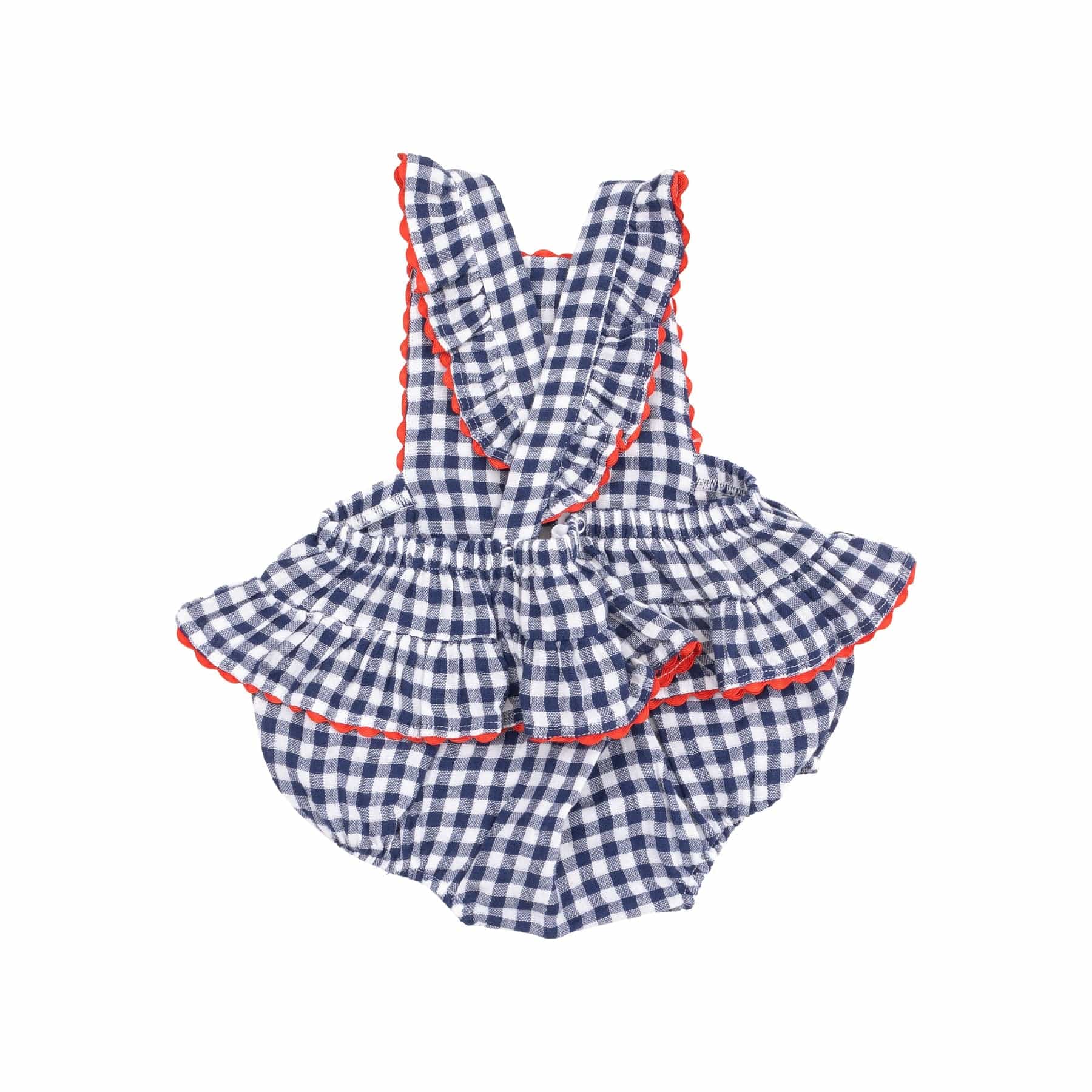 Angel Dear Angel Dear Navy Gingham Ric-Rac Ruffle Sunsuit - Little Miss Muffin Children & Home