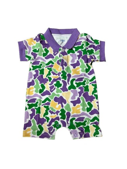 Lulu Bebe Lulu Bebe Mardi Gras Camo Polo Shortall - Little Miss Muffin Children & Home