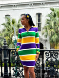 Mardi Gras Creations Thick Stripe Rugby Long Sleeve Ladies' Dress