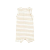 Angel Dear Stripe Oxford Tan Sleeveless Shortie Romper