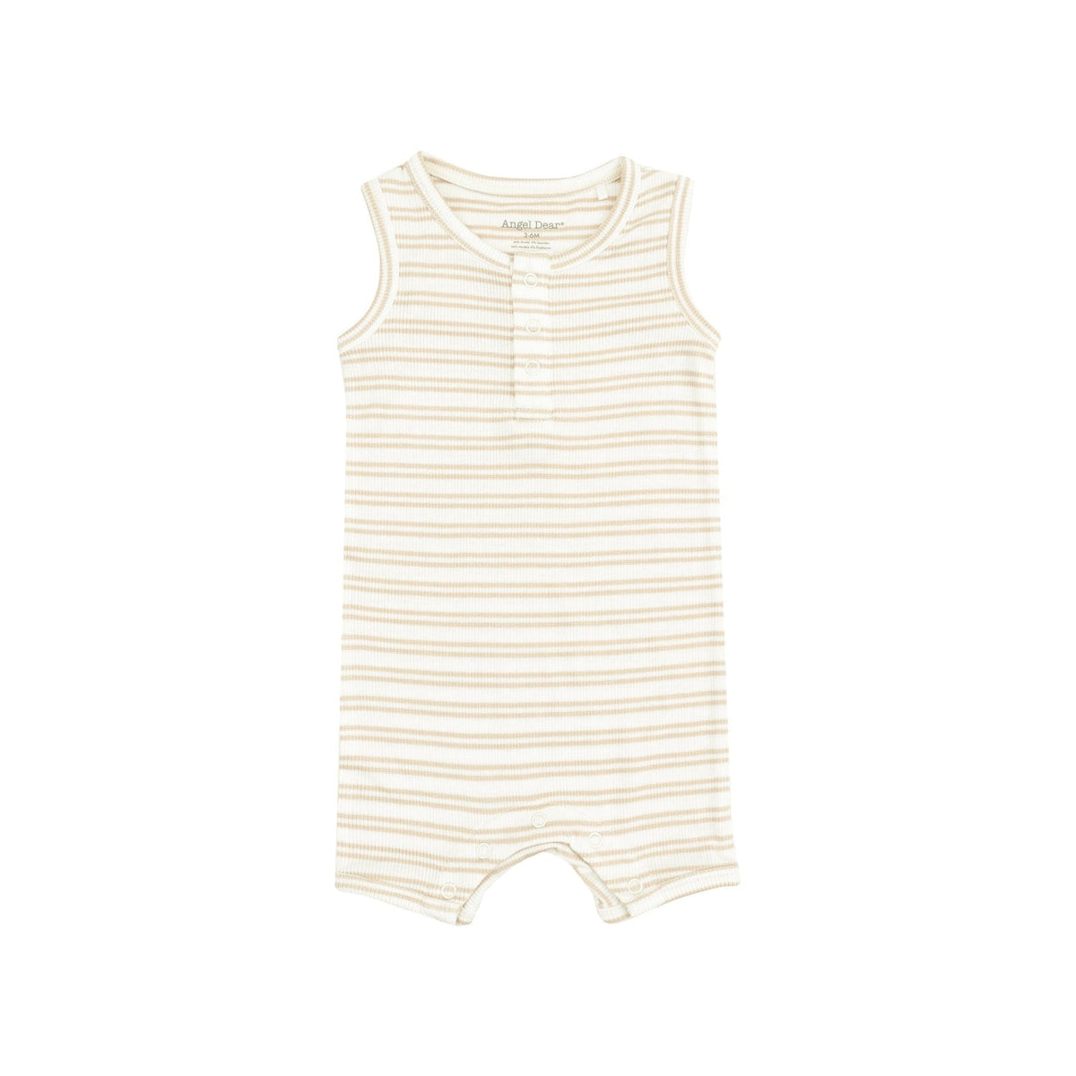 Angel Dear Angel Dear Stripe Oxford Tan Sleeveless Shortie Romper - Little Miss Muffin Children & Home