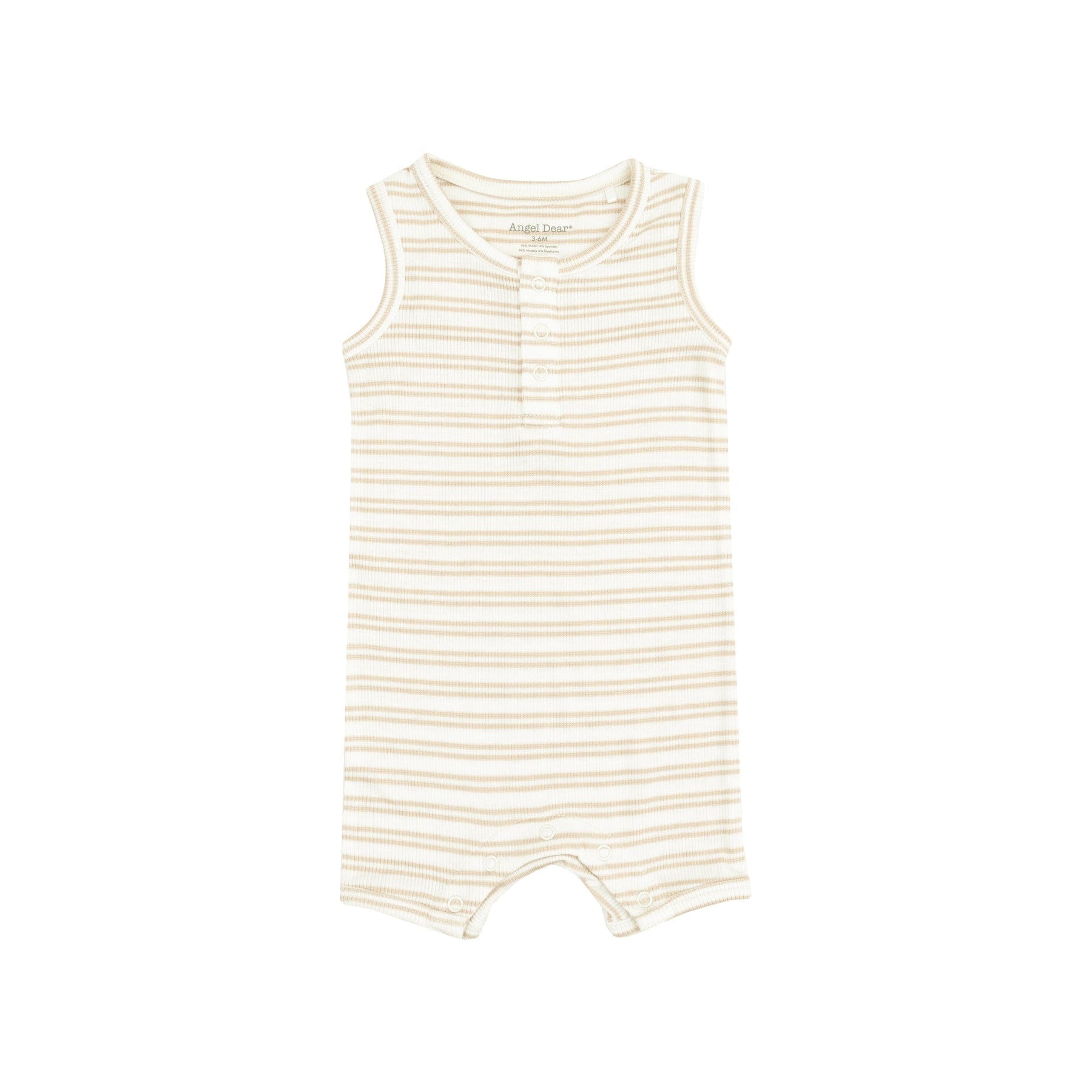 Angel Dear Angel Dear Stripe Oxford Tan Sleeveless Shortie Romper - Little Miss Muffin Children & Home
