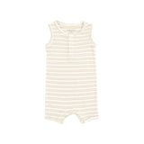 Angel Dear Stripe Oxford Tan Sleeveless Shortie Romper