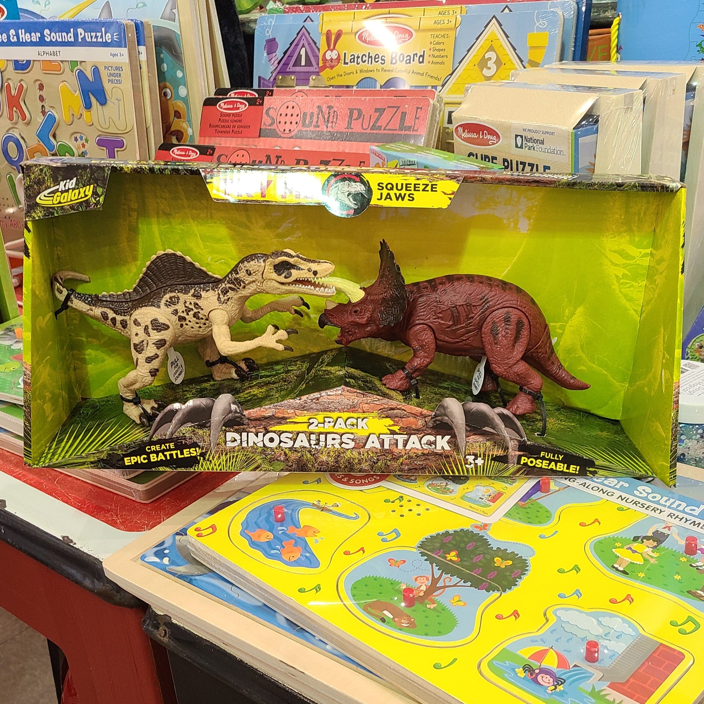 Kid Galaxy Lights & Sound Dino 2 Pack - Velociraptor / Triceratops