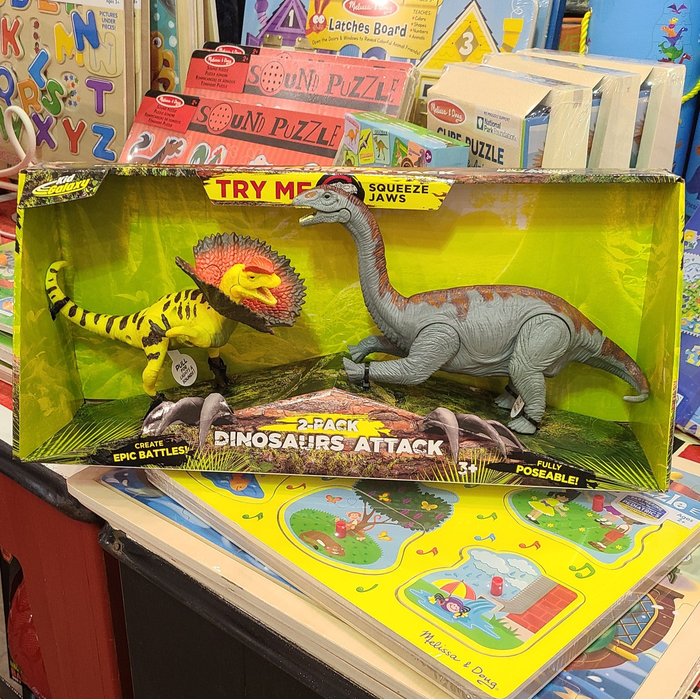 Kid Galaxy Inc Kid Galaxy Lights & Sound Dino 2 Pack - Dilophosaurus / Brontosaurus - Little Miss Muffin Children & Home