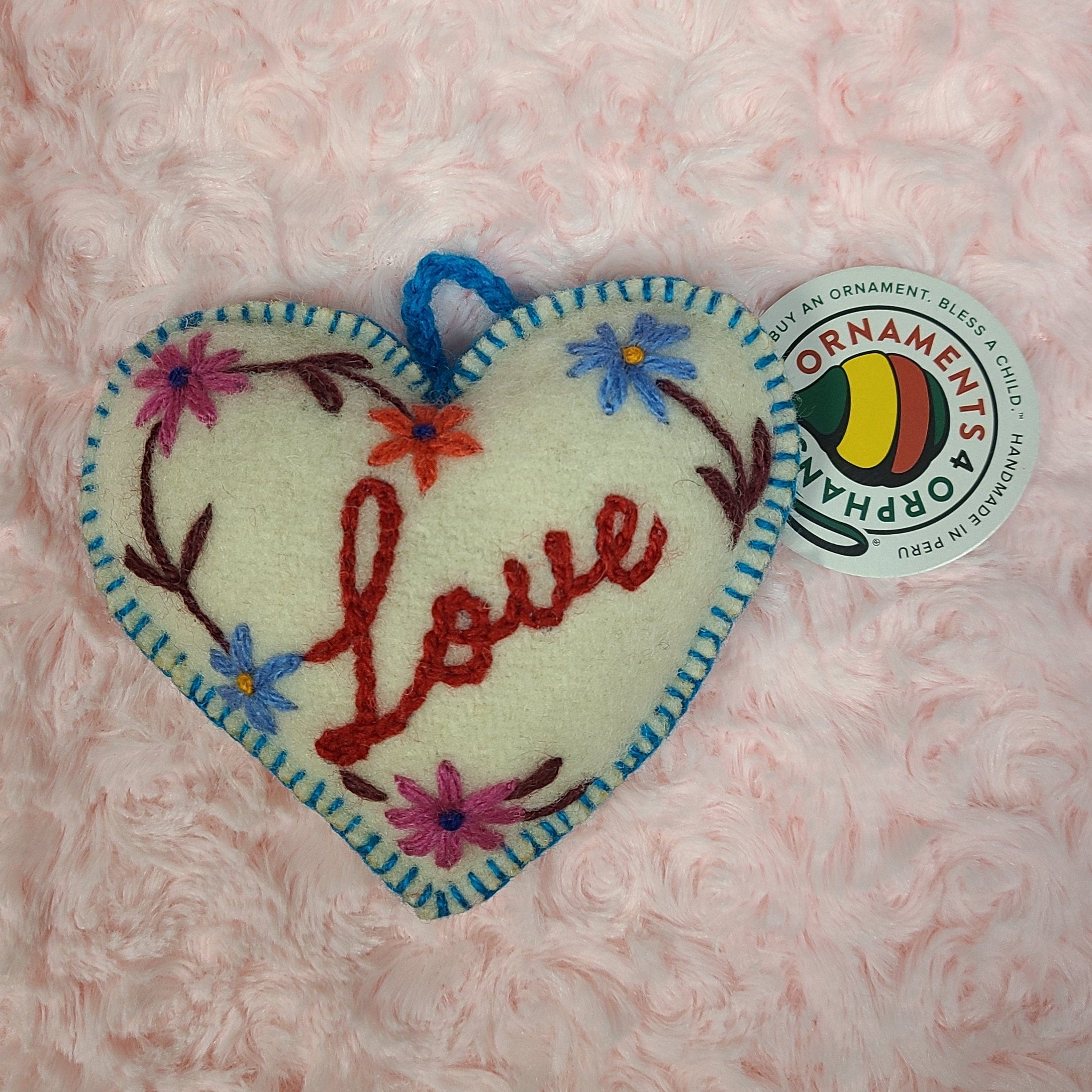 Ornaments 4 Orphans Ornaments 4 Orphans Embroidered Wool Love Heart Ornaments - Little Miss Muffin Children & Home