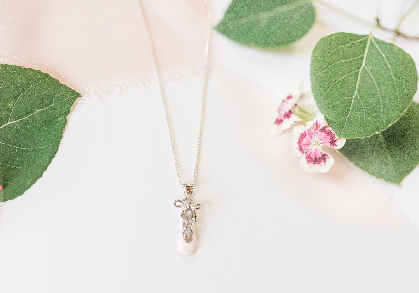 Cherished Moments Cherished Moments Sterling Silver Pink Ballet Slipper Dance Nutcracker Necklace - Little Miss Muffin Children & Home