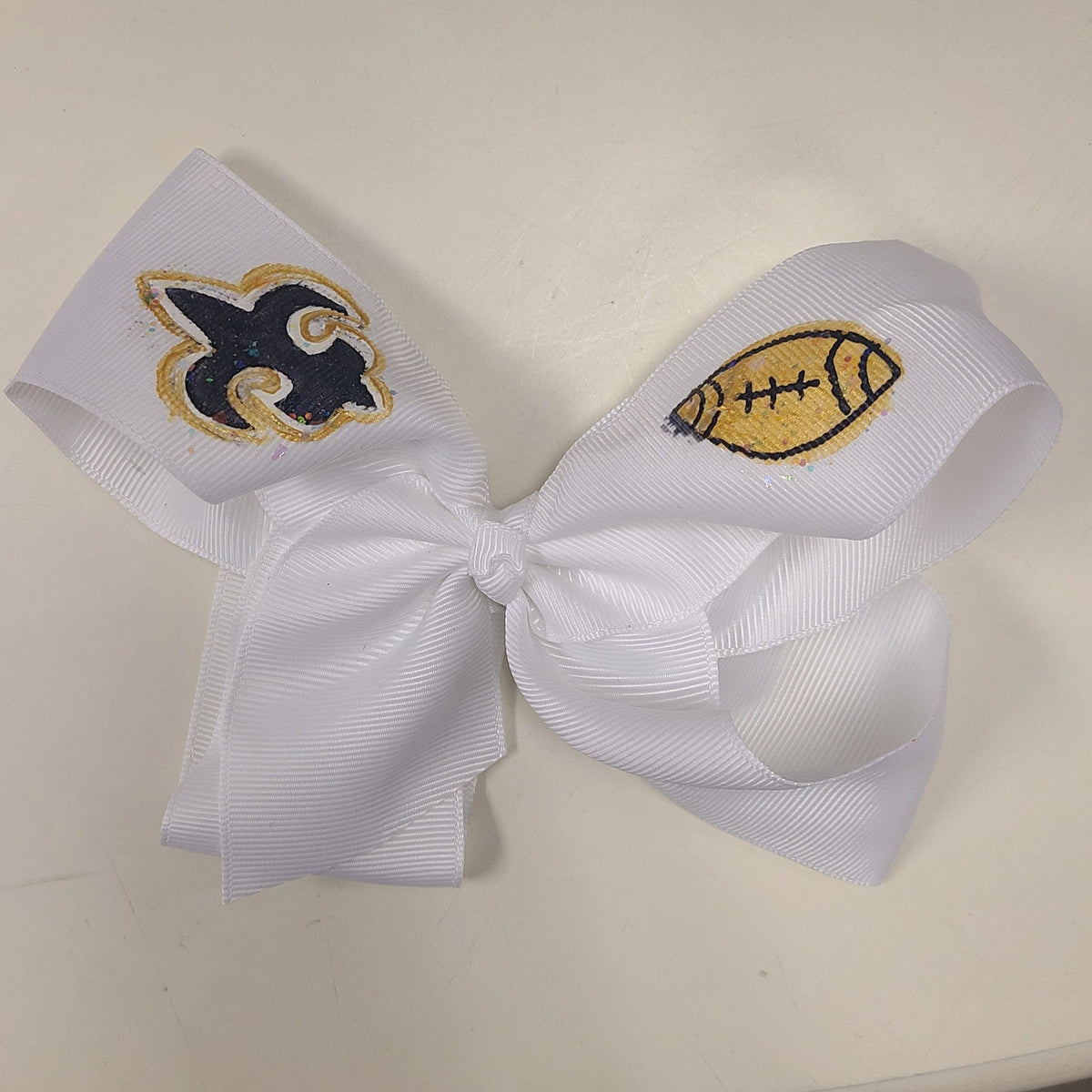 Heidi Davis Heidi Davis Saints FDL & Football Hand Painted Bow Double Glitter - Little Miss Muffin Children & Home