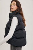 Bluivy Zipper Front Puffer Vest, Black