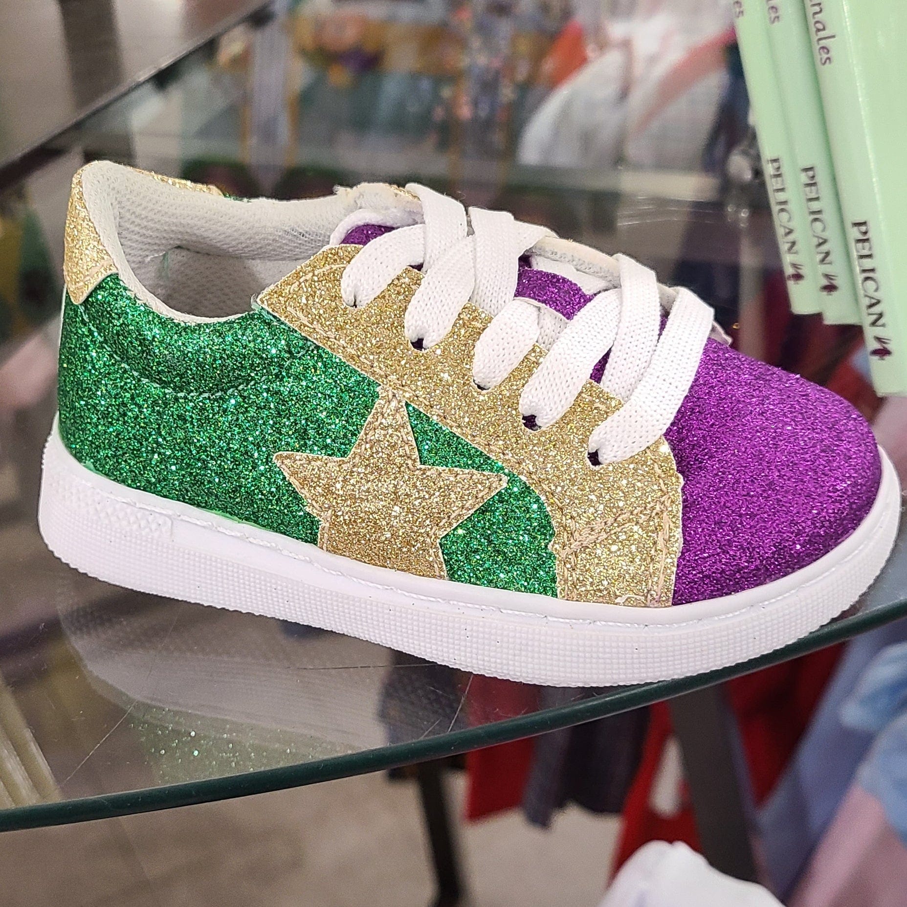 Kids's Mardi Gras Glitter Sneaker Little Miss Muffin Children Home