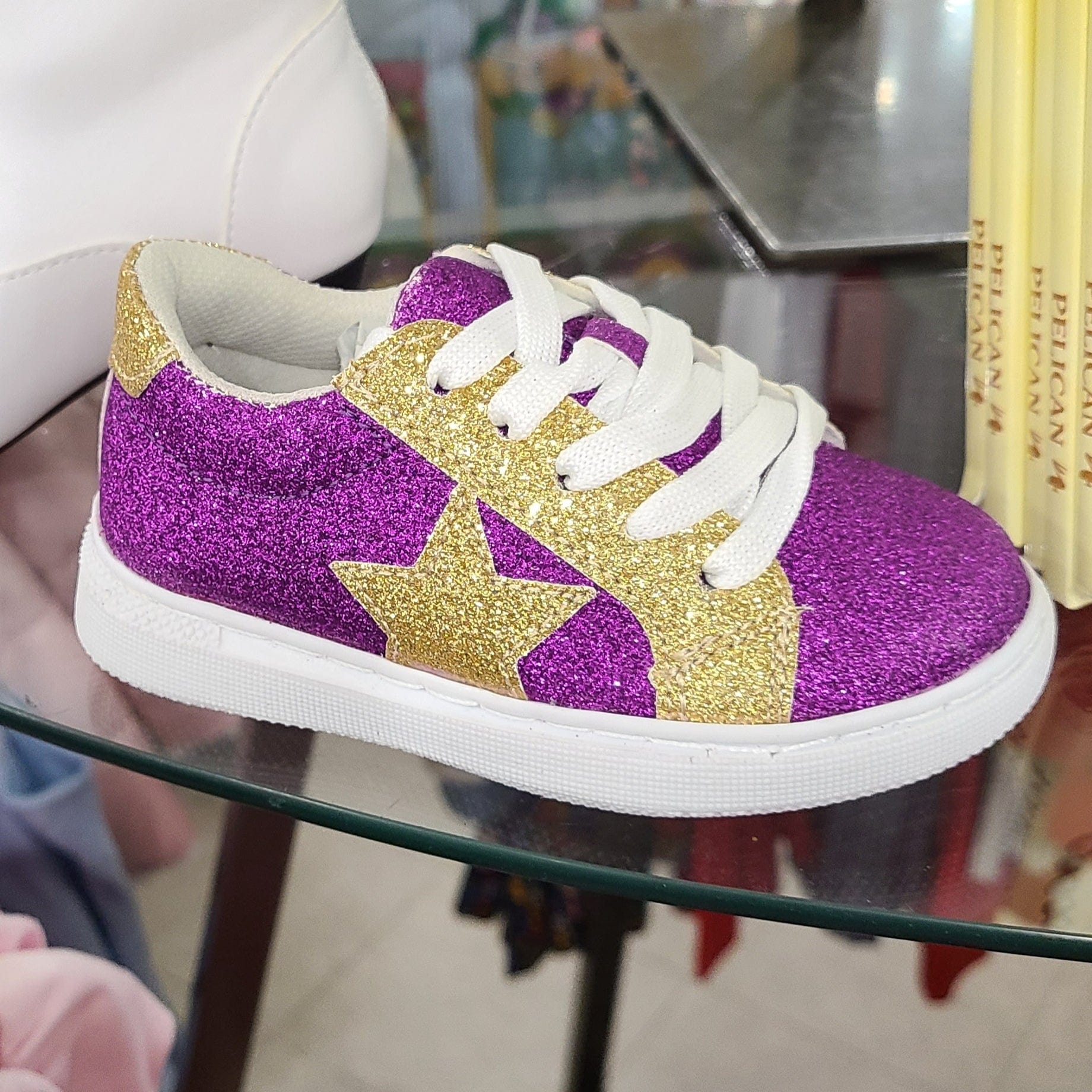 Kids's Purple Gold Glitter Sneaker Little Miss Muffin Children