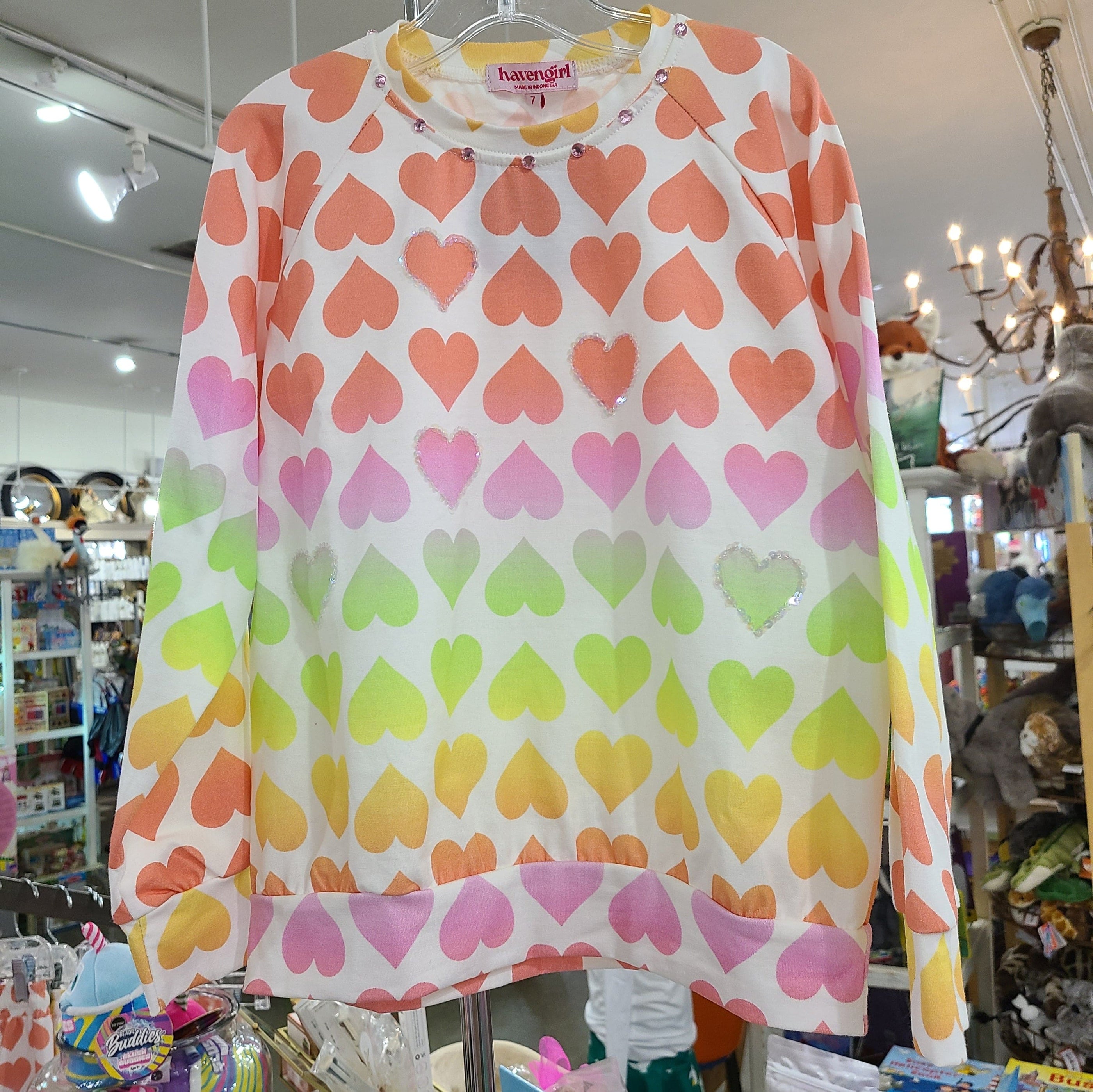 Joyous and Free Joyous and Free Heart Raglan Sweatshirt -All Over Heart - Little Miss Muffin Children & Home