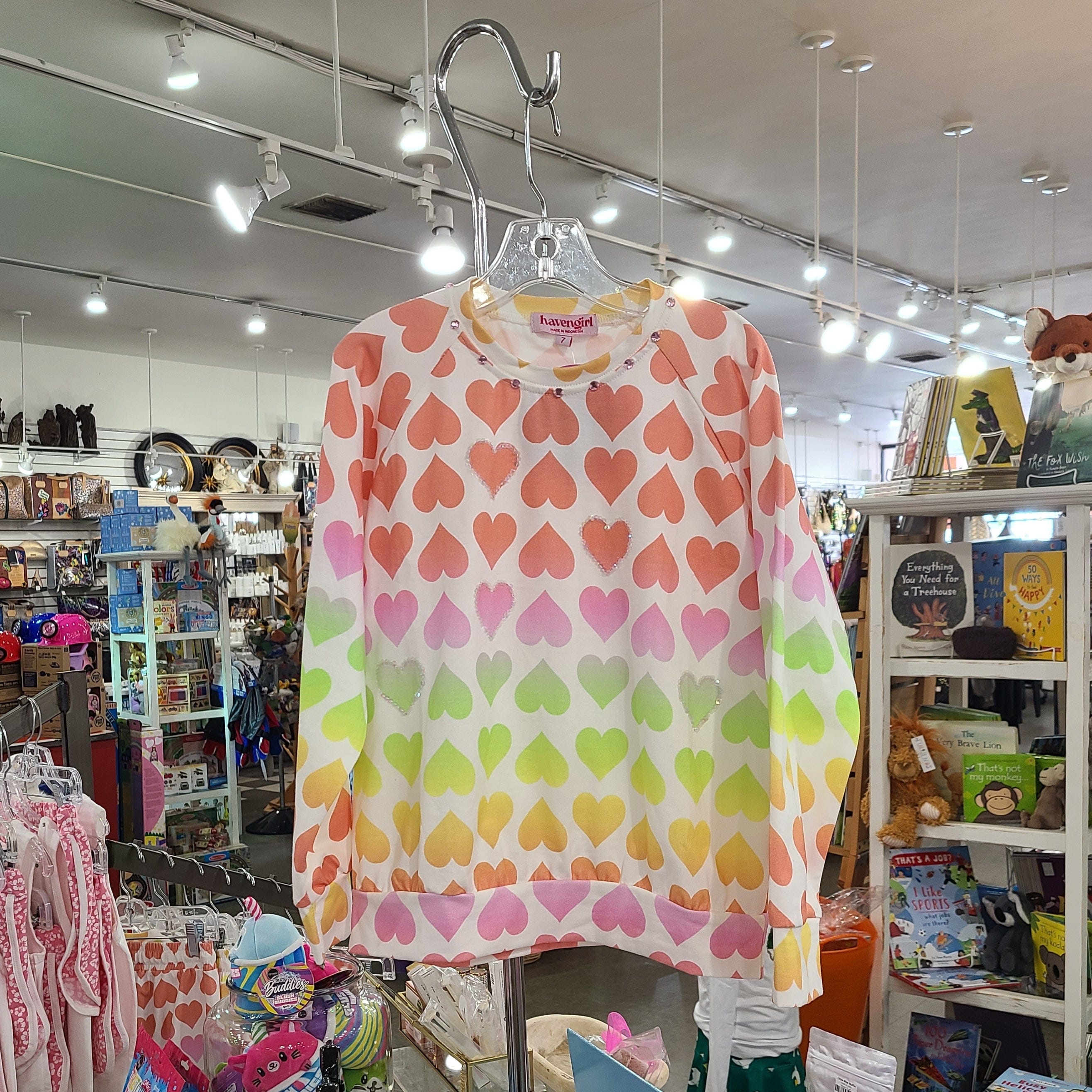 Joyous and Free Joyous and Free Heart Raglan Sweatshirt -All Over Heart - Little Miss Muffin Children & Home