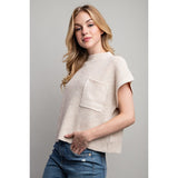 Sweet Generis Drop Shoulder Rib Knit Short Sleeve Sweater