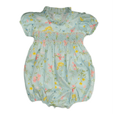 Lulu Bebe Lulu Bebe Rose Floral Embroidered Waist Bubble with Ruffle Collar - Little Miss Muffin Children & Home