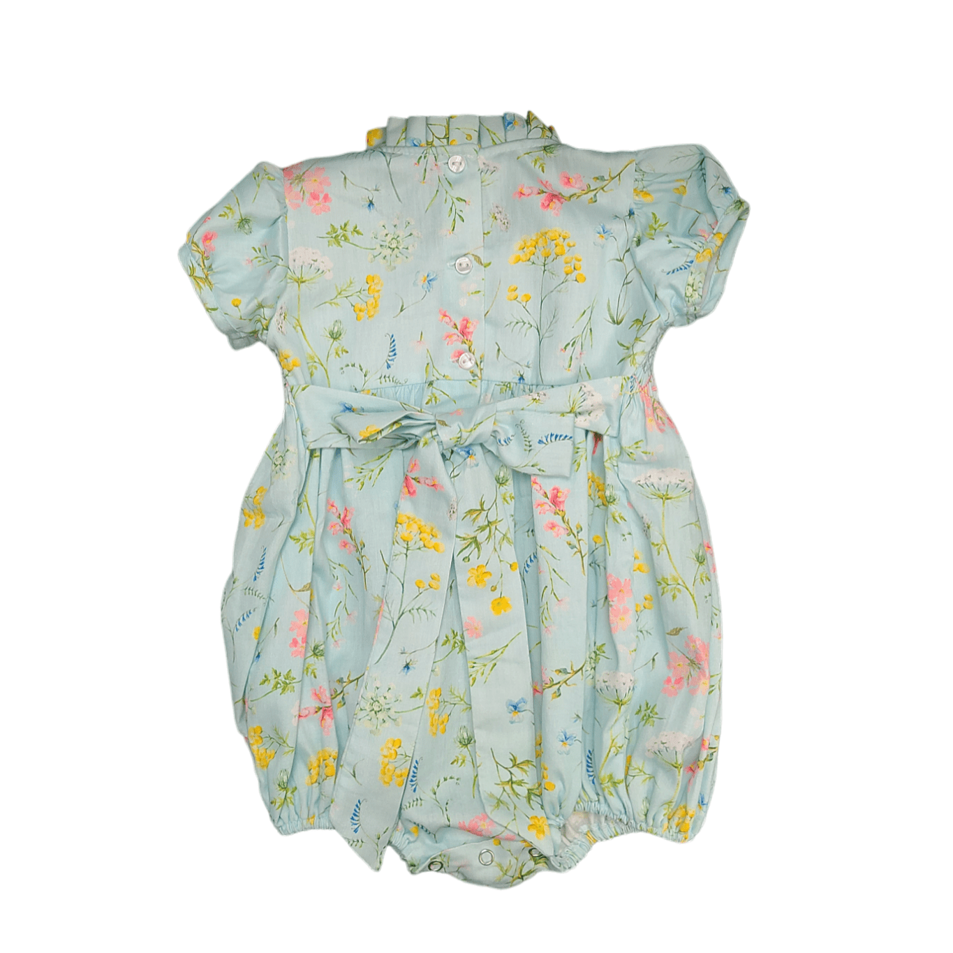 Lulu Bebe Lulu Bebe Rose Floral Embroidered Waist Bubble with Ruffle Collar - Little Miss Muffin Children & Home