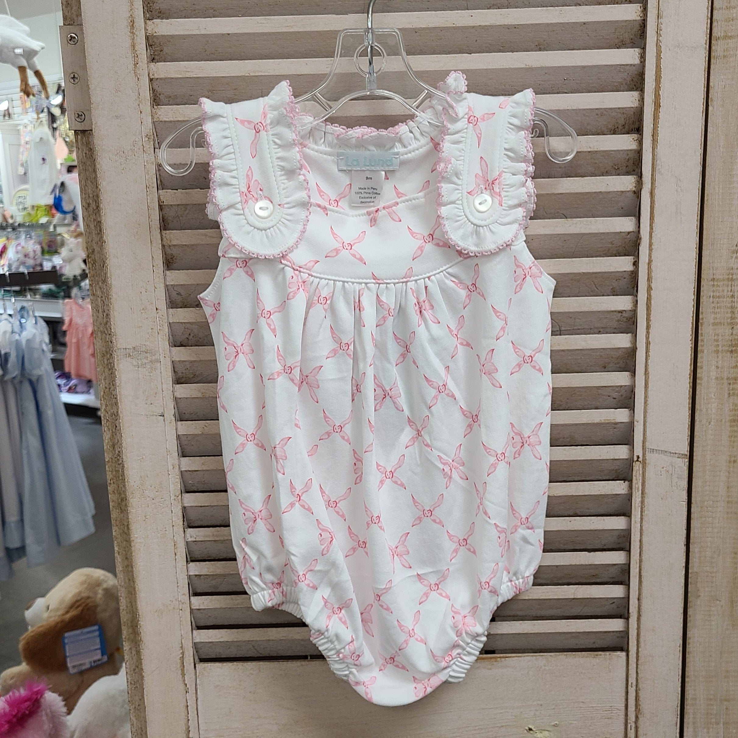 Lulu Bebe Lulu Bebe Bows Print Cece Ruffle Straps Bubble - Little Miss Muffin Children & Home