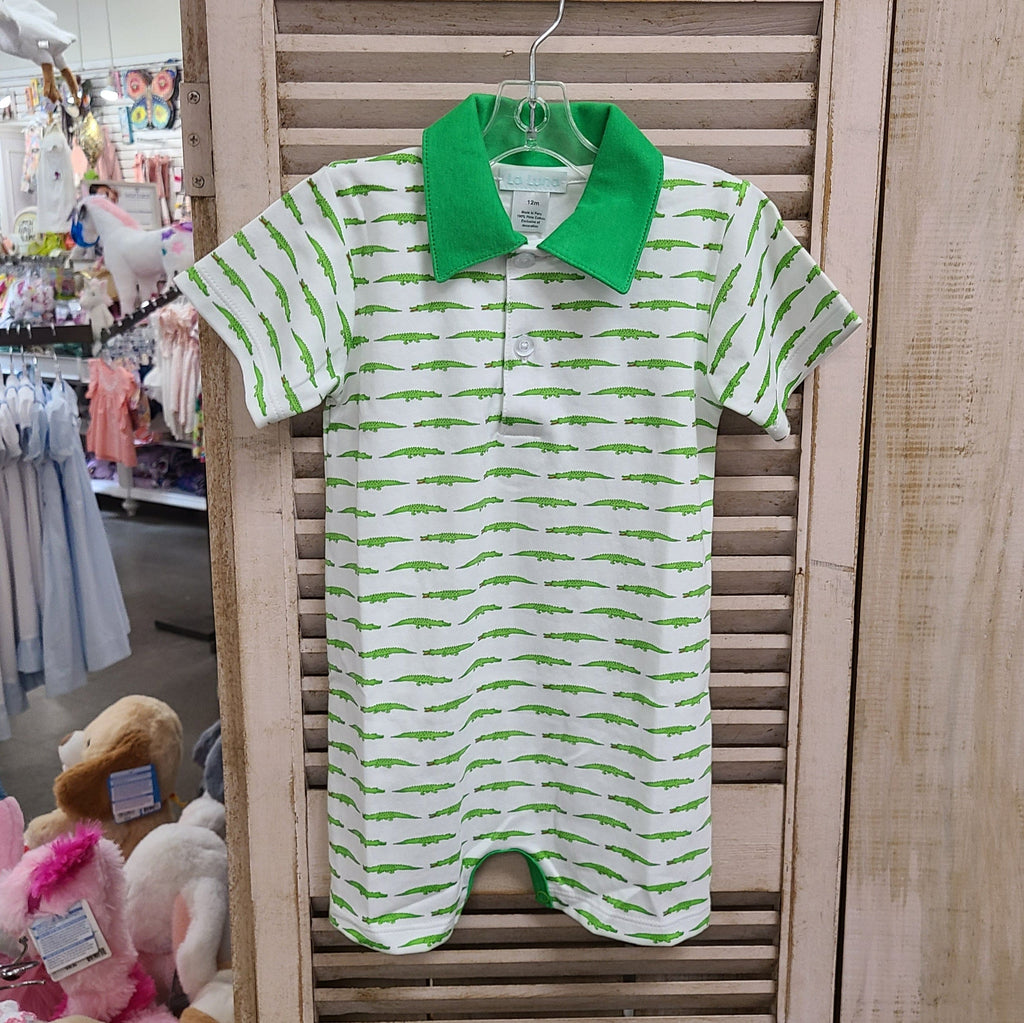 Lulu Bebe Alligator Print Michael Short Sleeve Shortall – Little Miss 