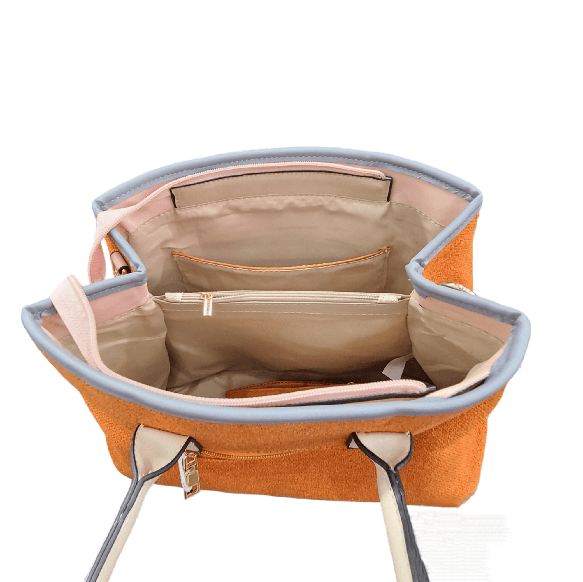 Chenson & Gorett Chenson & Gorett Top Handle Canvas Tote Handbag with Zipper & Back Pocket in Orange - Little Miss Muffin Children & Home