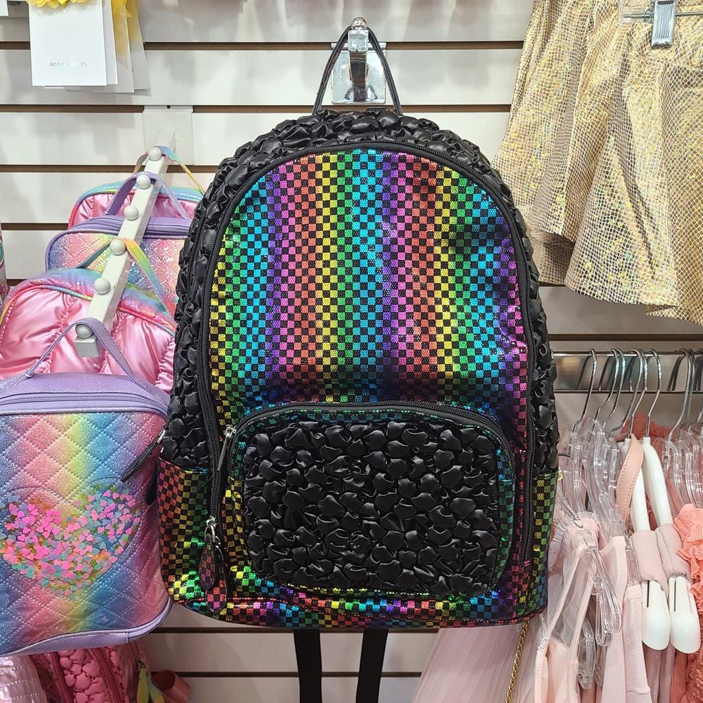 Bari Lynn Bari Lynn Shimmer Check Bubble Backpack Black - Little Miss Muffin Children & Home