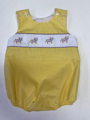 Lulu Bebe Lulu Bebe Cam LSU Tiger Embroidered Gingham Bubble - Little Miss Muffin Children & Home