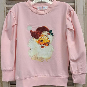 Lulu Bebe Lulu Bebe Santa Print Puff Pink Shirt - Little Miss Muffin Children & Home