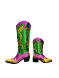 Mardi Gras Creations Mardi Gras Inspired Adult Purple/Green/Gold Metallic Cowboy Boots