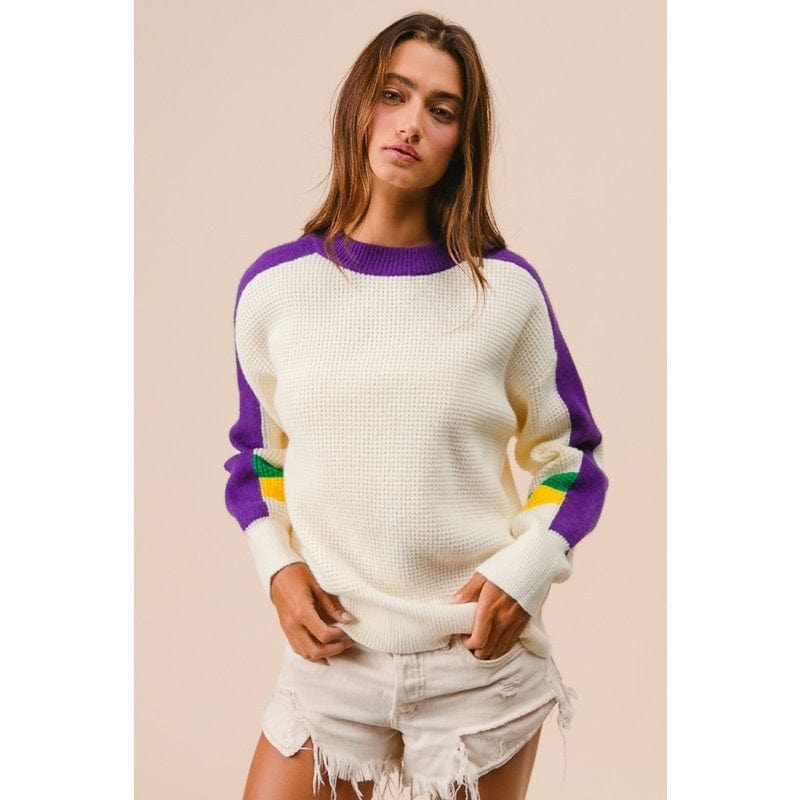 Ive Ive Mardi Gras Color Block Sweater - Little Miss Muffin Children & Home