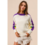 Ive Mardi Gras Color Block Sweater