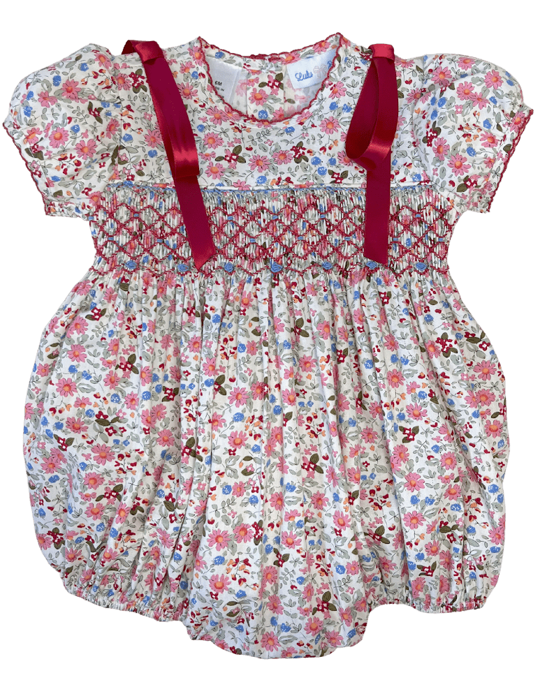 Lulu Bebe Lulu Bebe Rosie Pink Smocked Waist Bubble - Little Miss Muffin Children & Home