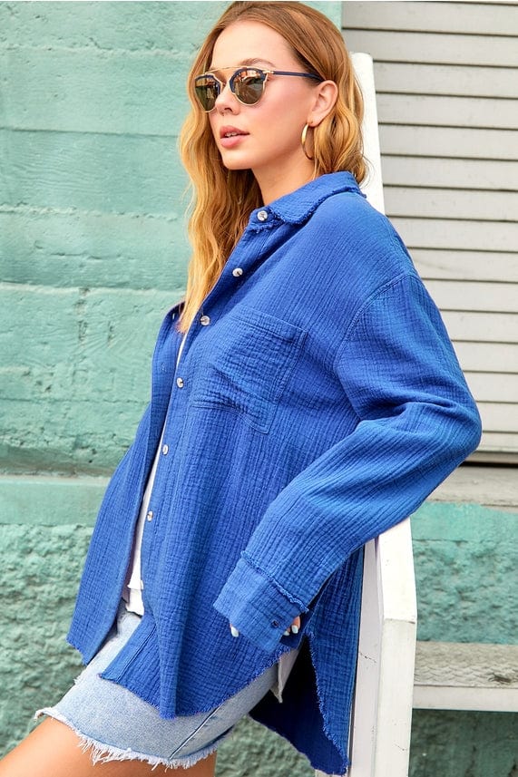 La Miel La Miel Button Down Gauze Shirt - Little Miss Muffin Children & Home