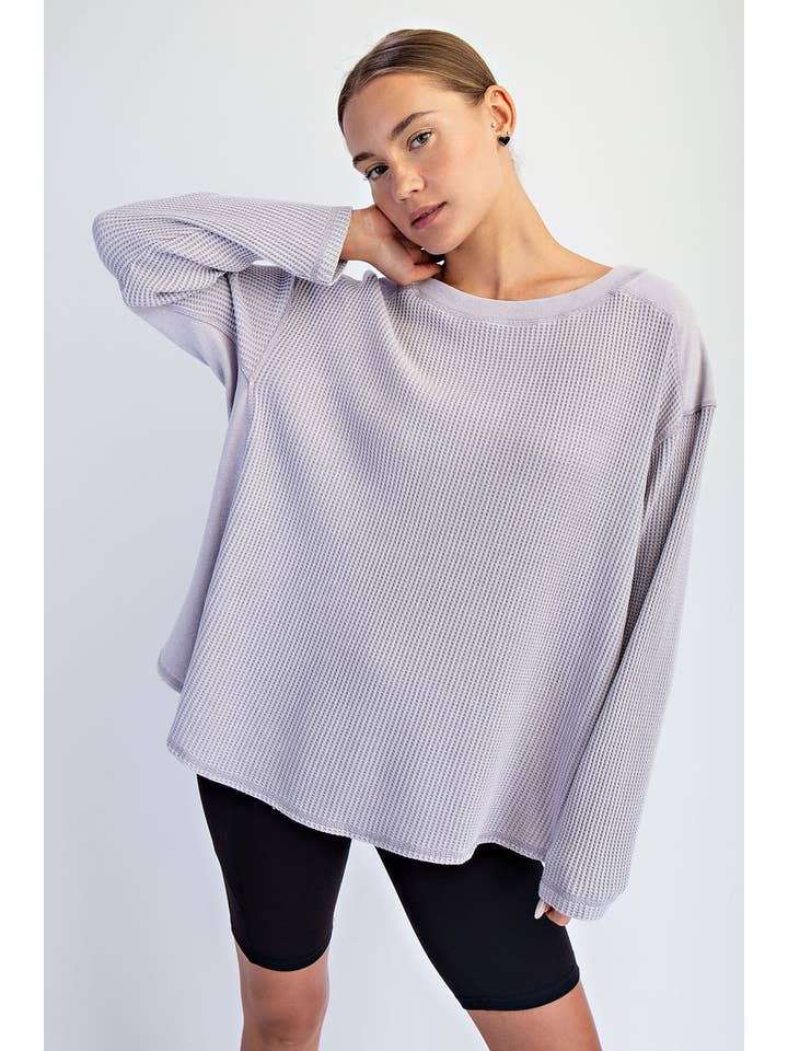 oversized waffle knit purple sweater