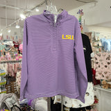 Vive La Fete LSU Embroidered Striped Quarter Zip Pullover