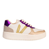 Maker's Shoes Mardi Gras Ivy Sneakers with Purple Trim