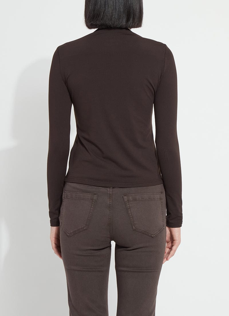 Electra Crossed Boat-Neck Top in Double Espresso
