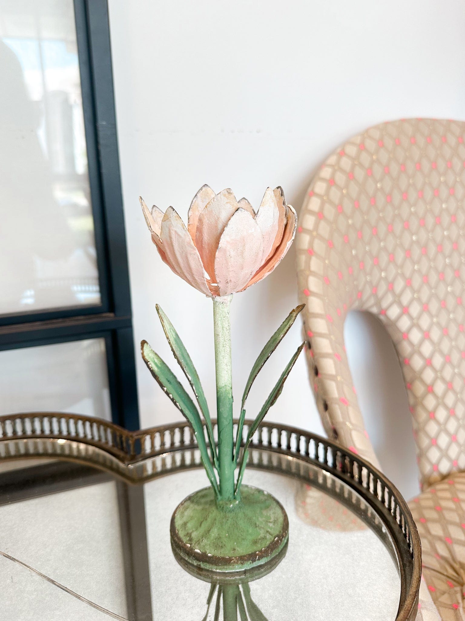 Creative Co-op Painted Metal Vintage Reproduction Toleware Flower Shaped Taper Holder, Distressed Finish, 3 Styles Available - Little Miss Muffin Children & Home