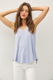 Be Cool V-Neck Racerback Knit Tank in Dusty Blue