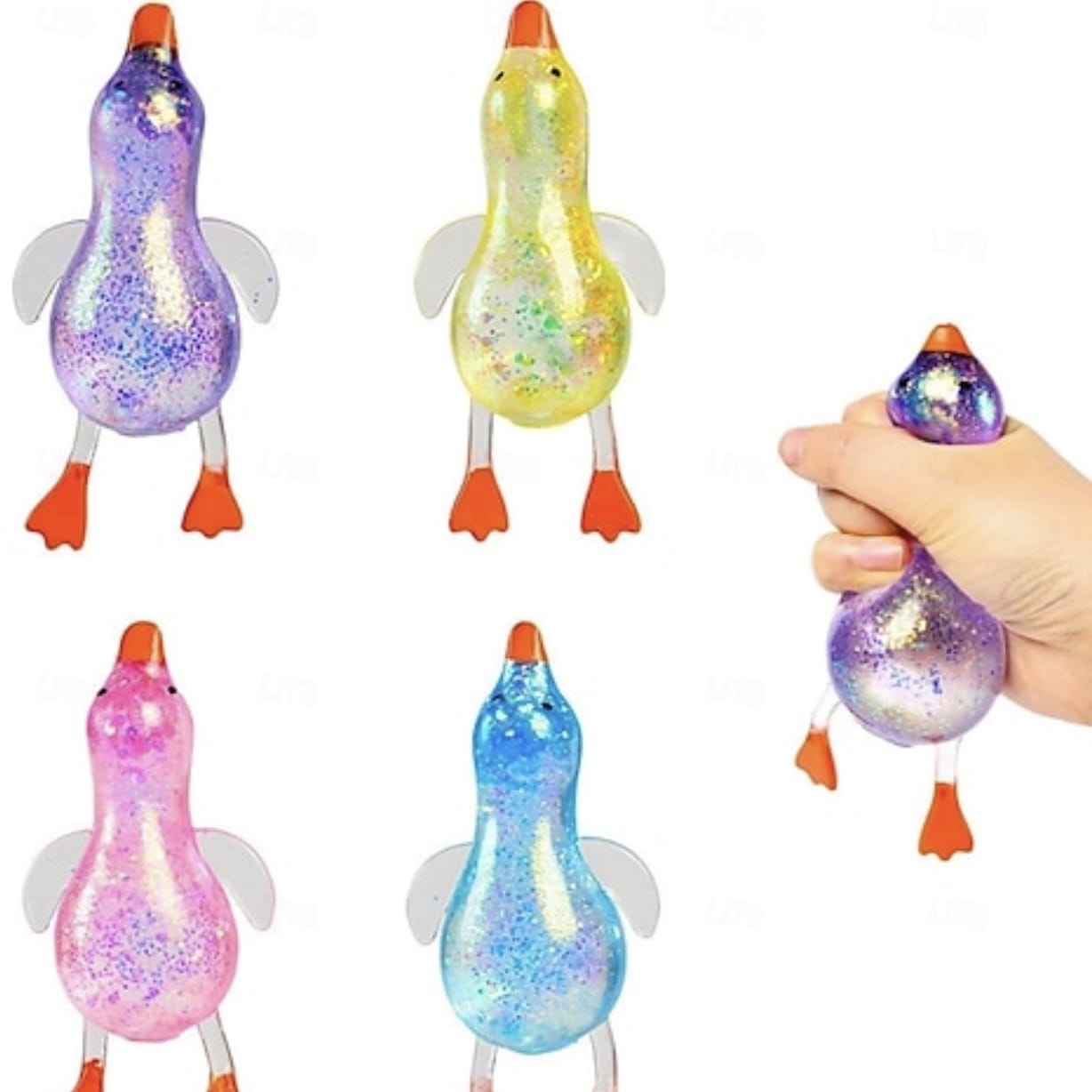 Cartoon Sequin Duck Squishy Toy Slow Rising Stress Relief Squeeze Toy